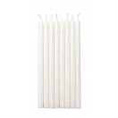 Cake candles h:12cm, 16pc, white glitter