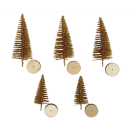 Christmas Spruce Trees, H: 40+60mm, 5pcs gold