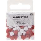 Heart beads, white-red