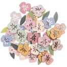 WOODEN blossom, mixed 48pcs